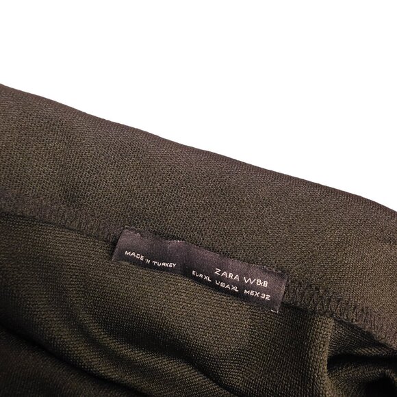 NWOT Zara Basic Black Thick Ponte Pintuck Knit Knee Length Pencil Skirt M - Picture 6 of 8